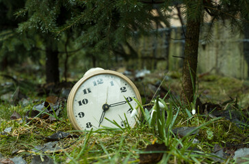 the clock shows the morning time