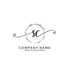 SC beautiful Initial handwriting logo template