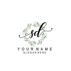 SD beautiful Initial handwriting logo template
