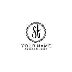 SF beautiful Initial handwriting logo template