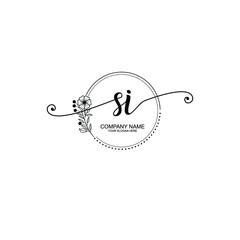 SI beautiful Initial handwriting logo template