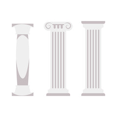 White Greek column set - flat marble pillars from Roman architecture