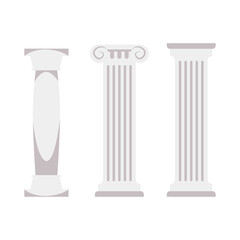 Obraz premium White Greek column set - flat marble pillars from Roman architecture