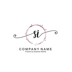 SI beautiful Initial handwriting logo template