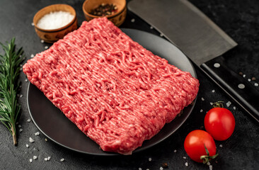 fresh minced meat on stone background
