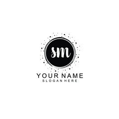 SM beautiful Initial handwriting logo template