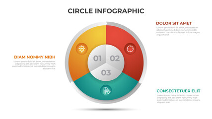 3 points with circle layout diagram, infographic element template vector.