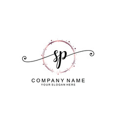 SP beautiful Initial handwriting logo template