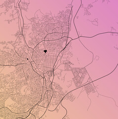 Az Zarqa, Zarqa, Jordan (JOR) - Urban vector city map with parks, rail and roads, highways, minimalist town plan design poster, city center, downtown, transit network, street blueprint