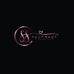 SS beautiful Initial handwriting logo template