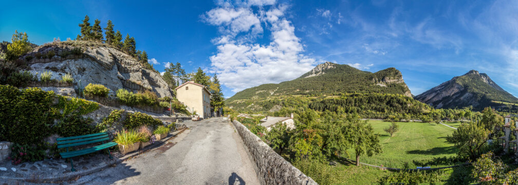 scenic mountains seen from village Prad in the Alpes