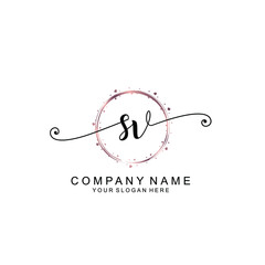 SV beautiful Initial handwriting logo template