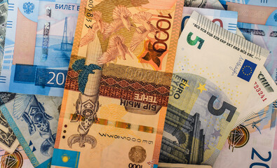Banknotes of different countries. Currency exchange concept. International financial relations. Money background. Selective focus.