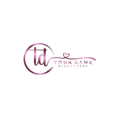 TD beautiful Initial handwriting logo template