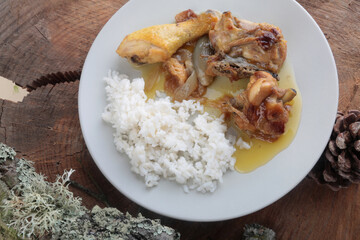 hot cooked chicken with sauce