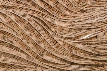 Foto op Canvas nature background of brown handicraft weave texture bamboo surface © wuttichok