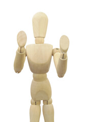 Wooden mannequin isolated on white background