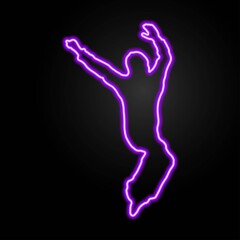 Obraz premium Human silhouette neon sign, modern glowing banner design, colorful trend of modern design on black background. Vector illustration.