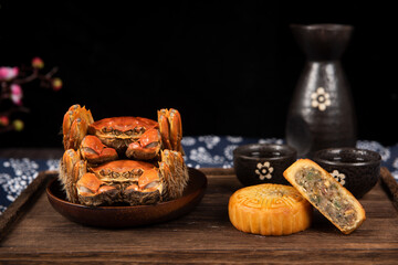steamed chinese mitten crab with wine, shanghai hairy crab