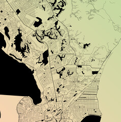 Maceio, Alagoas, Brazil (BRA) - Urban vector city map with parks, rail and roads, highways, minimalist town plan design poster, city center, downtown, transit network, street blueprint