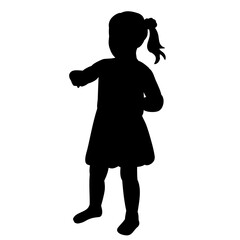 vector, isolated, black silhouette of a little girl