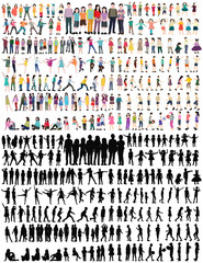 vector, isolated, black silhouette kids set