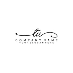 TU beautiful Initial handwriting logo template