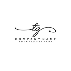 TZ beautiful Initial handwriting logo template