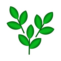 Vector illustration with three 3d stems isolated on white background. A group of plants with green geometric leaves created by the Blend tool