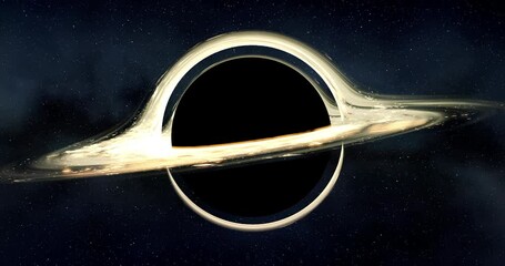 Black hole, remnants of stars on the event horizon, rotating cosmic matter 3d rendering