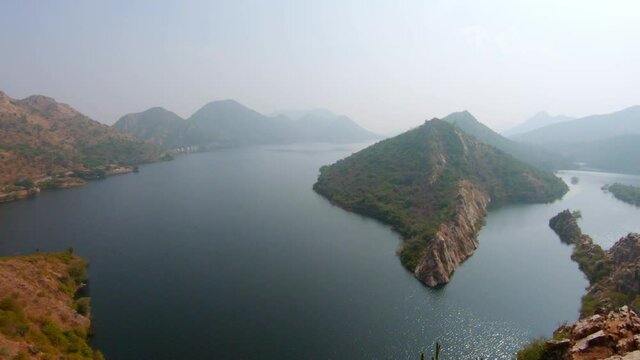 View of the Bahubali Hills near Lake Badi at Udaipur, Rajasthan, India	