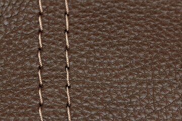 decorative stitching on genuine leather