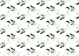Fototapeta na wymiar Vector texture background, seamless pattern. Hand drawn, green, black, white colors.