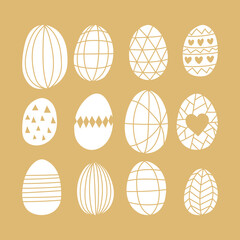 Easter spring hand drawn eggs collection set. Good for greeting cards, wallpaper, screen background