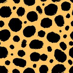 Vector cheetah skin seamless pattern. Abstract wild animal leopard spots, hand drawn texture for fashion print design, fabric, cover, wrapping paper, background, wallpaper