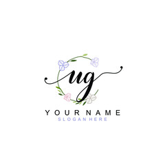 UG beautiful Initial handwriting logo template