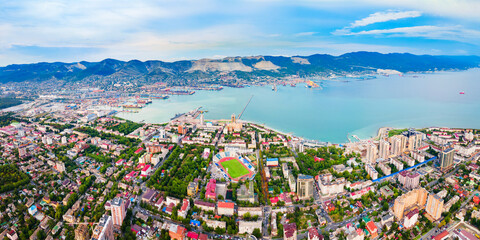 Novorossiysk city aerial panoramic view