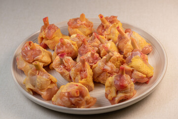 Recipe fins, chicken drumstick, chicken, in a plate, in a pan, Hight quality photo