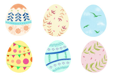 Easter eggs clipart set with watercolor texture.