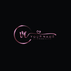 VC beautiful Initial handwriting logo template