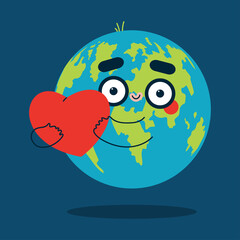 Earth day vector concept illustration with globe with a heart.
