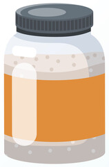 Glass jar with mustard, mayonnaise or sauce inside. Container for storing unknown substance