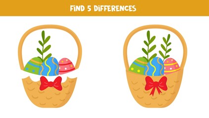 Find 5 differences between pictures. Easter baskets.