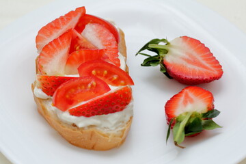 bruschetta with tomatoes and strawberries