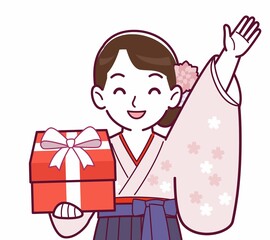 羽織袴を着た女性