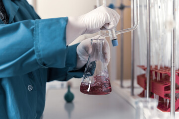 A chemist works in a laboratory