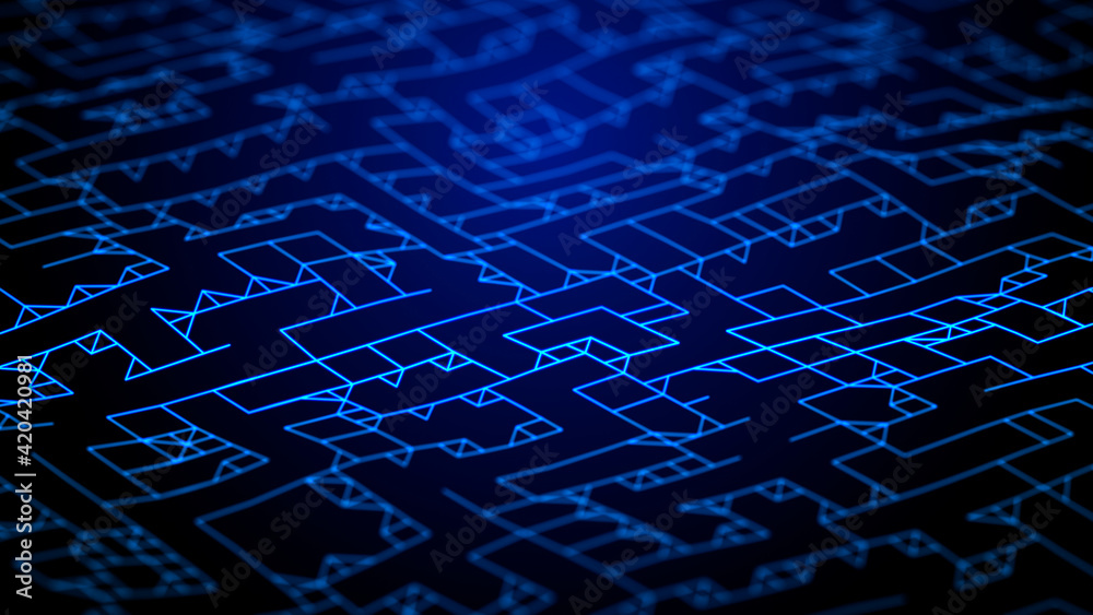 Leinwandbilder Abstract technology background. Big data digital code. Futuristic dots background. 3d rendering