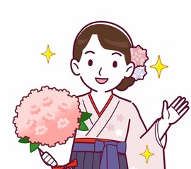 羽織袴を着た女性