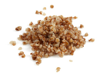 cooked buckwheat isolated on white background