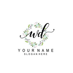 WD beautiful Initial handwriting logo template